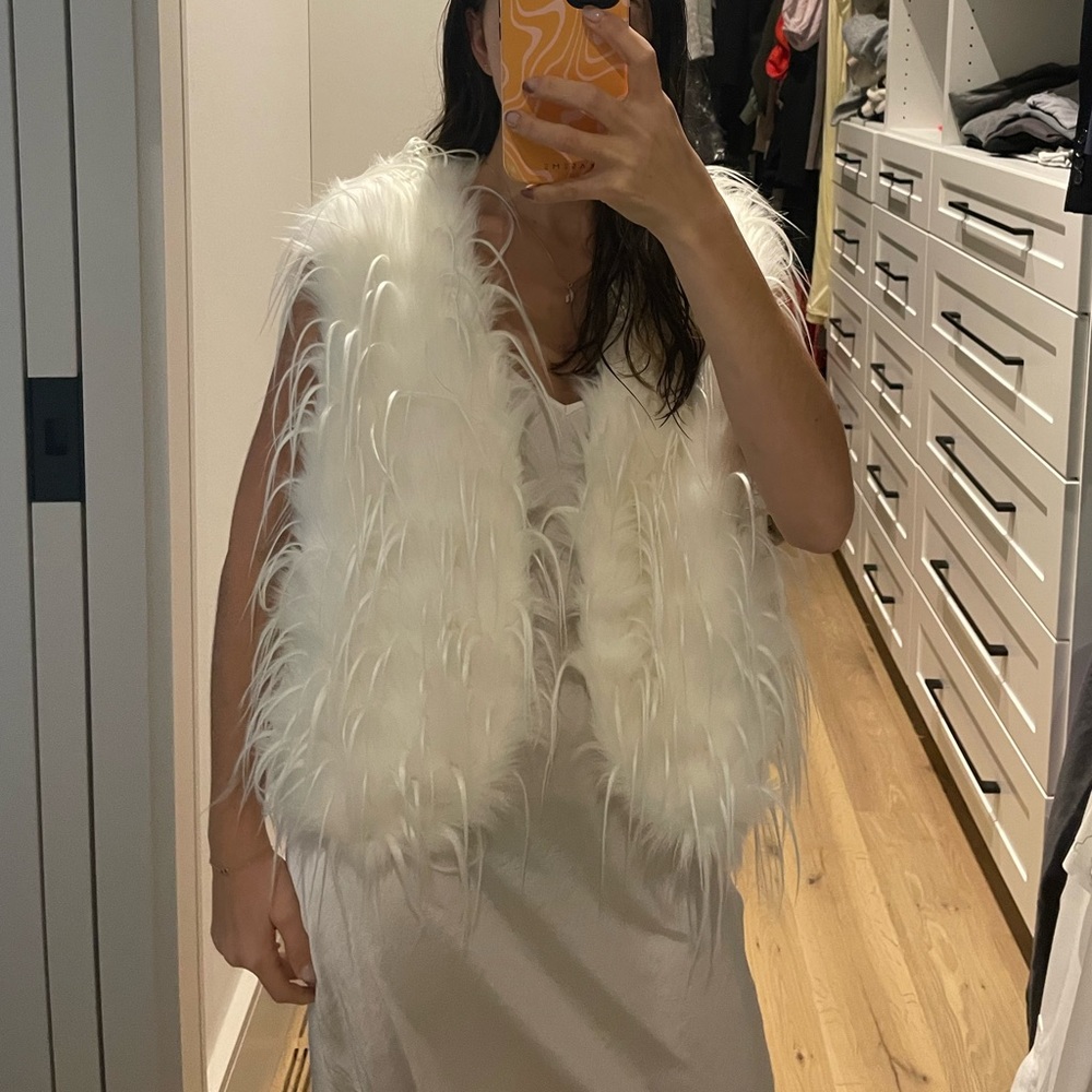 White Faux Fur Vest Winter Wedding